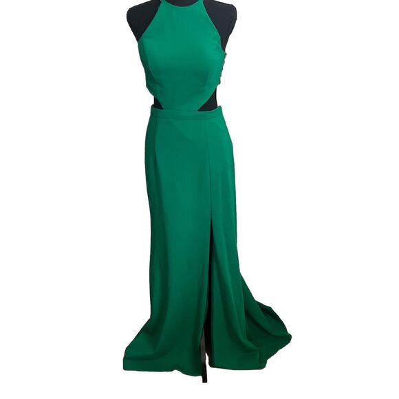 Sherri Hill Green Dress Train Cut Out Formal Prom Pageant Size 2 Small - Picture 2 of 10